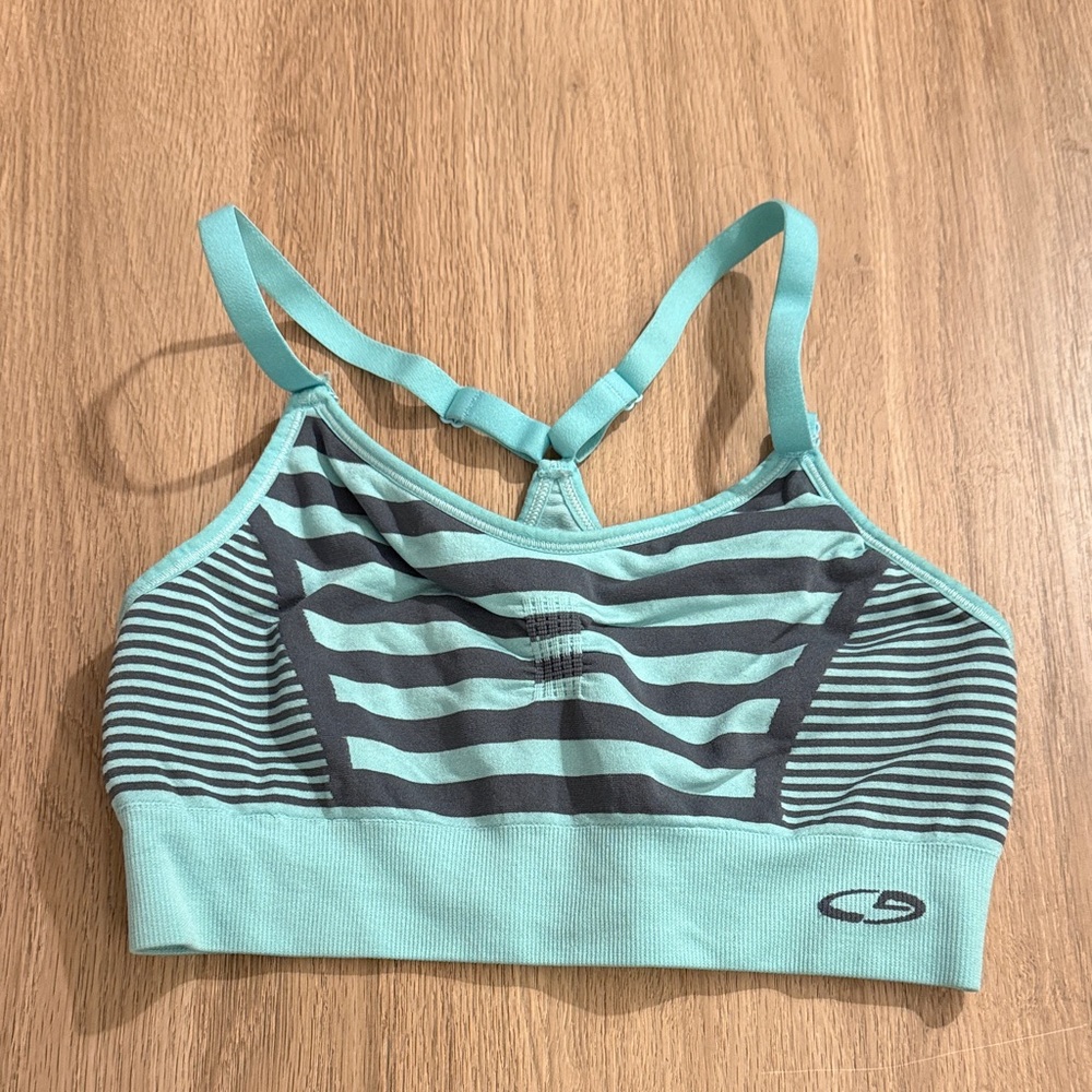 Champion Strappy Seamless Sports Bra in Mint and Gray